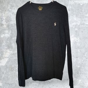Polo Ralph Lauren Long Sleeve Crew Neck Pullover In Heathered Navy - Sz L